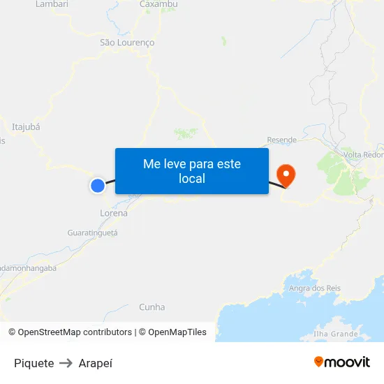 Piquete to Arapeí map