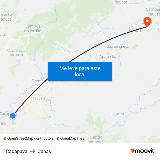 Caçapava to Canas map