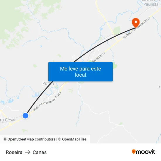 Roseira to Canas map