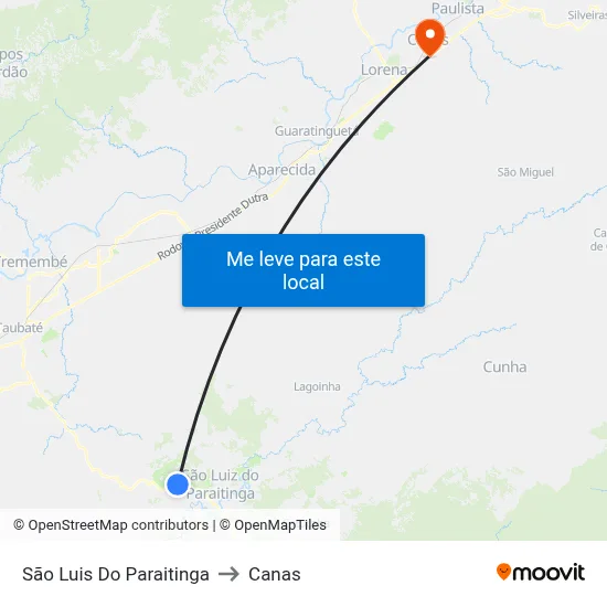 São Luis Do Paraitinga to Canas map