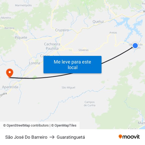 São José Do Barreiro to Guaratinguetá map