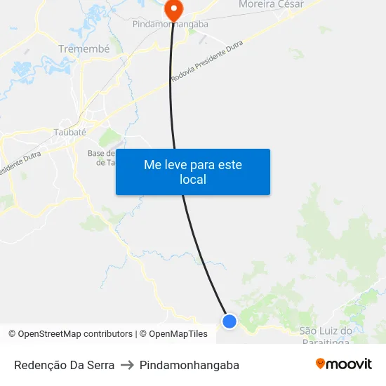 Redenção Da Serra to Pindamonhangaba map
