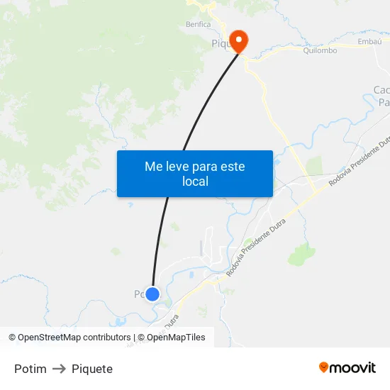 Potim to Piquete map