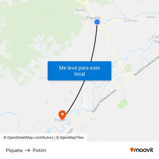 Piquete to Potim map