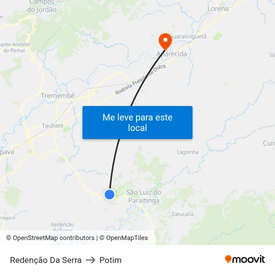 Redenção Da Serra to Potim map