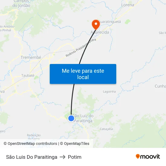 São Luis Do Paraitinga to Potim map