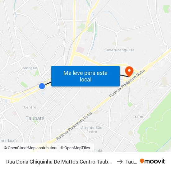 Rua Dona Chiquinha De Mattos Centro Taubaté - São Paulo 12020 Brasil to Taubaté map