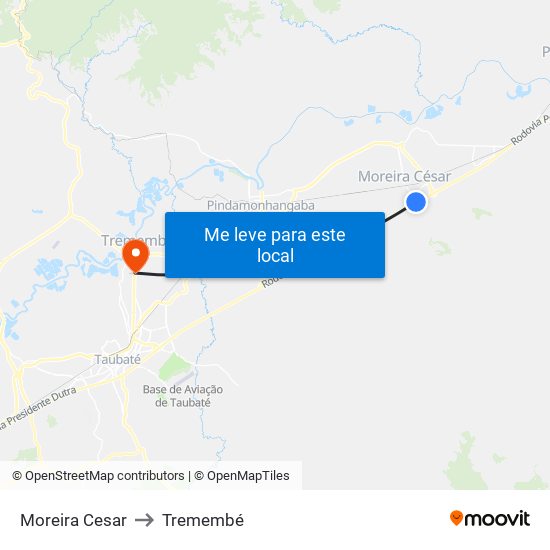 Moreira Cesar to Tremembé map