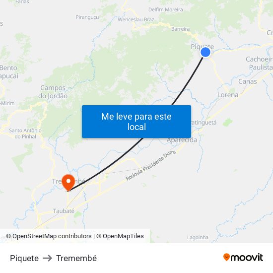 Piquete to Tremembé map