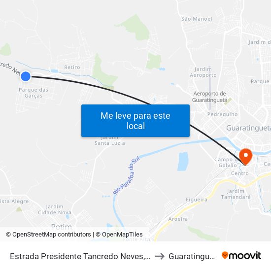 Estrada Presidente Tancredo Neves, 983 to Guaratinguetá map