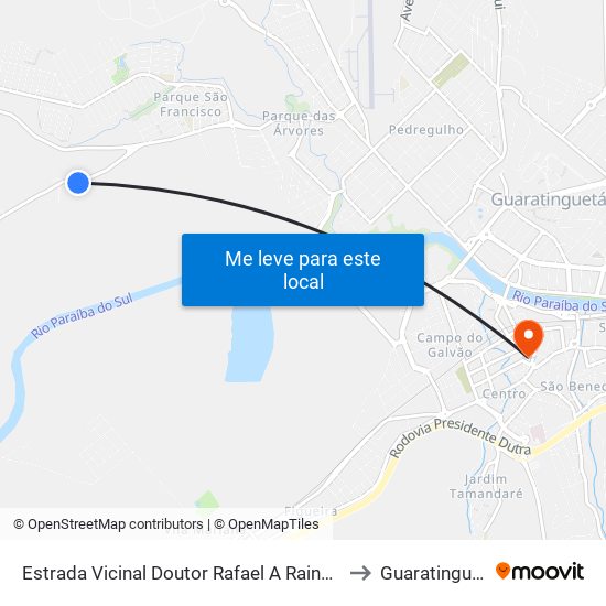 Estrada Vicinal Doutor Rafael A Rainer, 101 to Guaratinguetá map