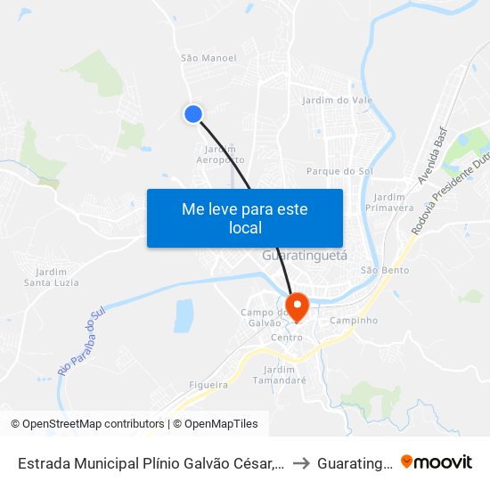 Estrada Municipal Plínio Galvão César, 2730-2870 to Guaratinguetá map