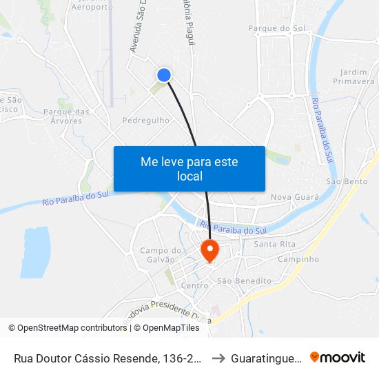 Rua Doutor Cássio Resende, 136-288 to Guaratinguetá map