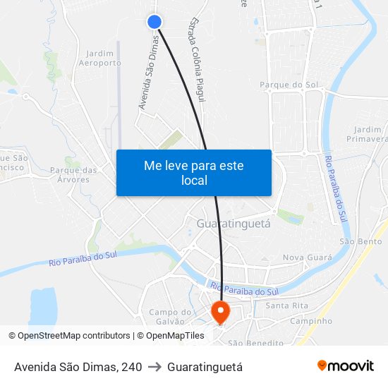 Avenida São Dimas, 240 to Guaratinguetá map