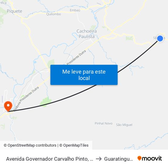 Avenida Governador Carvalho Pinto, 741 to Guaratinguetá map