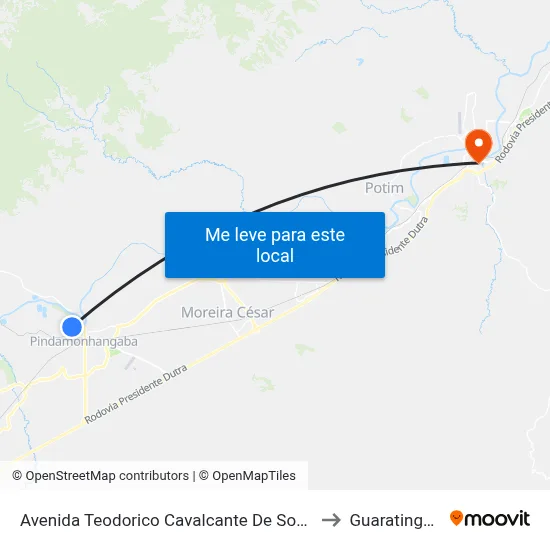 Avenida Teodorico Cavalcante De Souza, 192 to Guaratinguetá map
