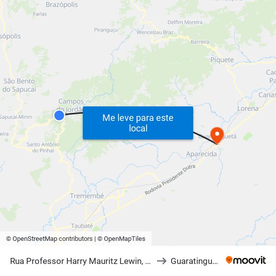 Rua Professor Harry Mauritz Lewin, 530 to Guaratinguetá map