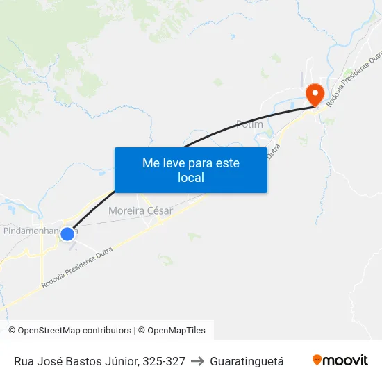 Rua José Bastos Júnior, 325-327 to Guaratinguetá map