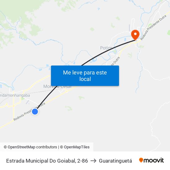 Estrada Municipal Do Goiabal, 2-86 to Guaratinguetá map