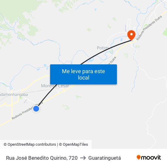 Rua José Benedito Quirino, 720 to Guaratinguetá map