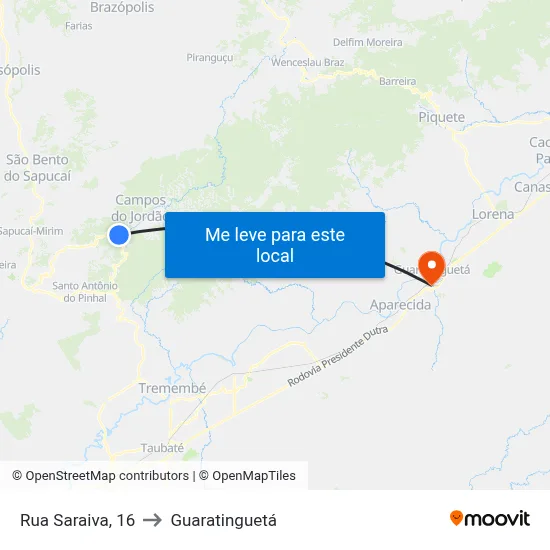 Rua Saraiva, 16 to Guaratinguetá map