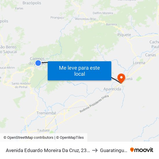 Avenida Eduardo Moreira Da Cruz, 230-300 to Guaratinguetá map