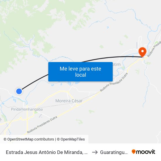 Estrada Jesus Antônio De Miranda, 1980 to Guaratinguetá map