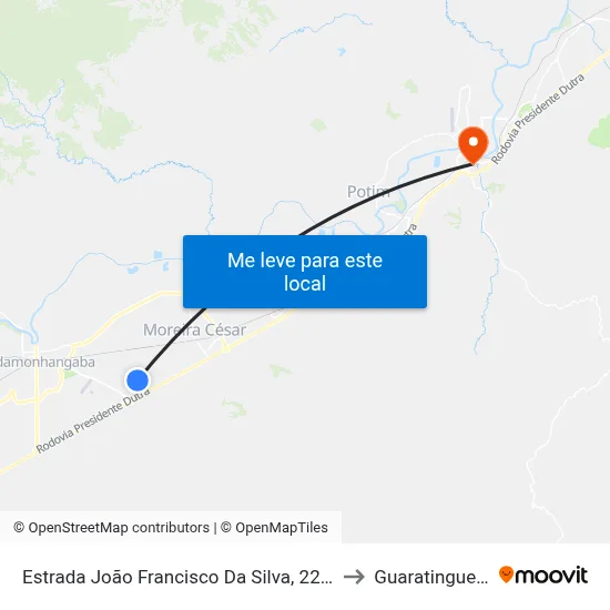 Estrada João Francisco Da Silva, 2290 to Guaratinguetá map