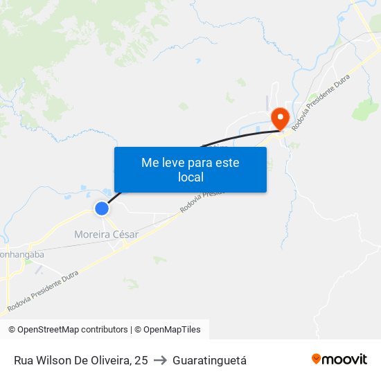 Rua Wilson De Oliveira, 25 to Guaratinguetá map