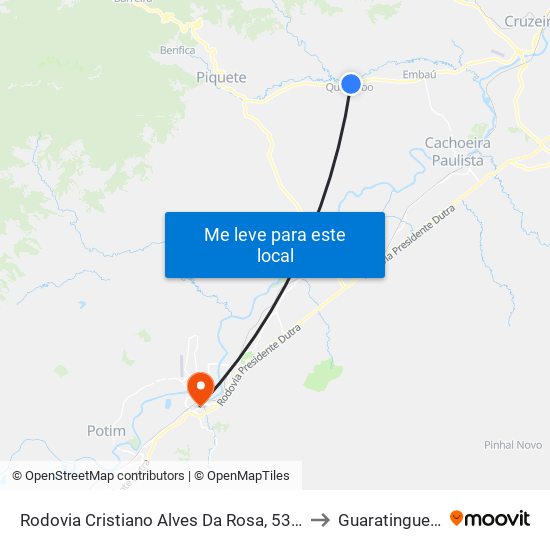 Rodovia Cristiano Alves Da Rosa, 5372 to Guaratinguetá map