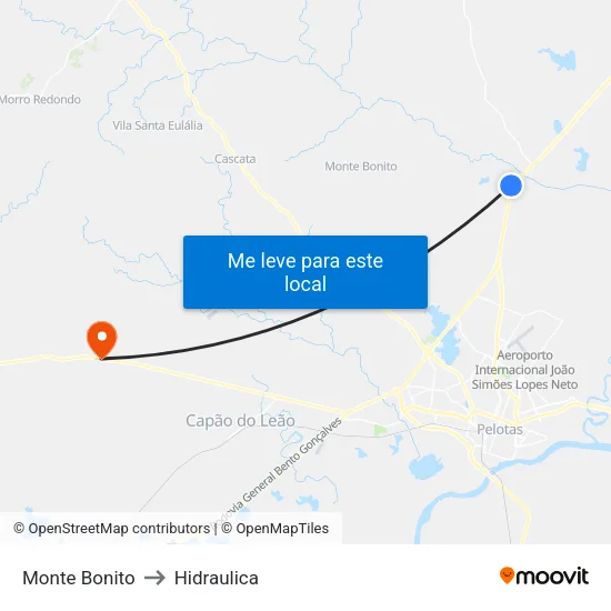 Monte Bonito to Hidraulica map