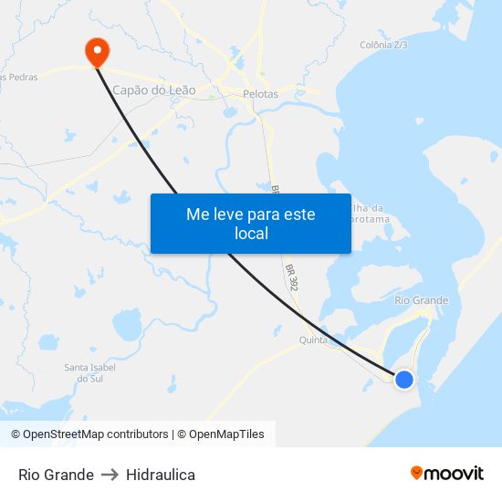 Rio Grande to Hidraulica map