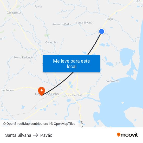 Santa Silvana to Pavão map