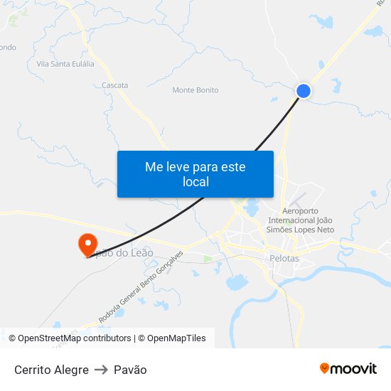 Cerrito Alegre to Pavão map