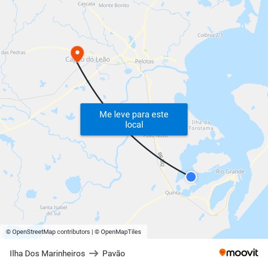 Ilha Dos Marinheiros to Pavão map