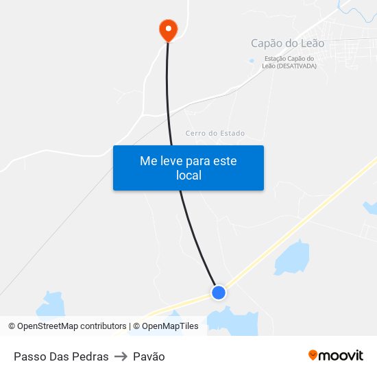 Passo Das Pedras to Pavão map
