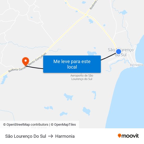 São Lourenço Do Sul to Harmonia map