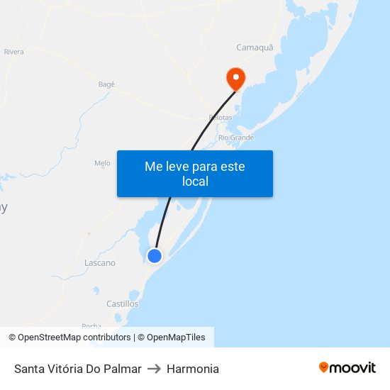 Santa Vitória Do Palmar to Harmonia map