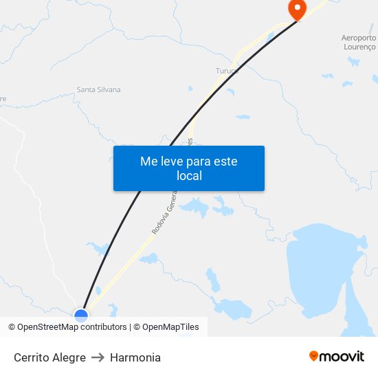 Cerrito Alegre to Harmonia map