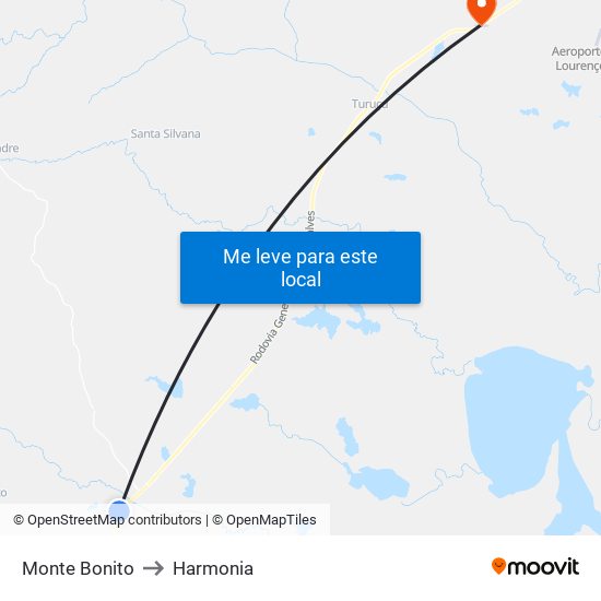 Monte Bonito to Harmonia map