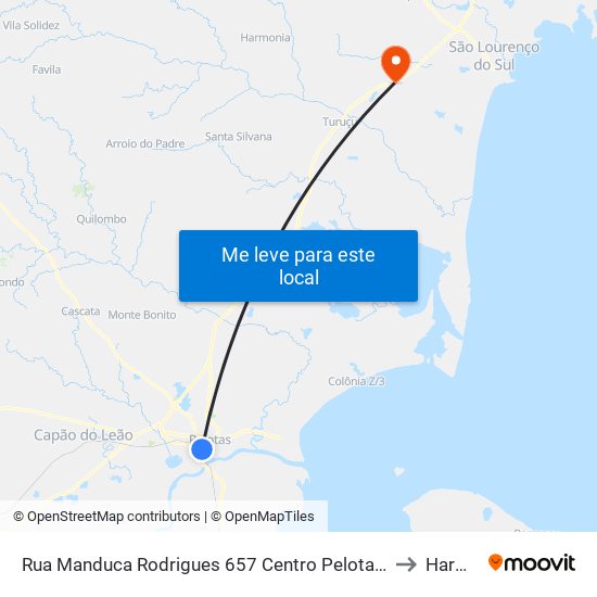 Rua Manduca Rodrigues 657 Centro Pelotas - Rs 96020-320 Brasil to Harmonia map