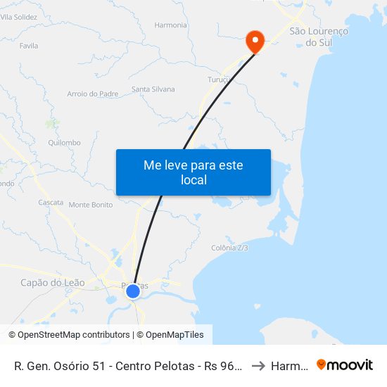 R. Gen. Osório 51 - Centro Pelotas - Rs 96020-000 Brasil to Harmonia map