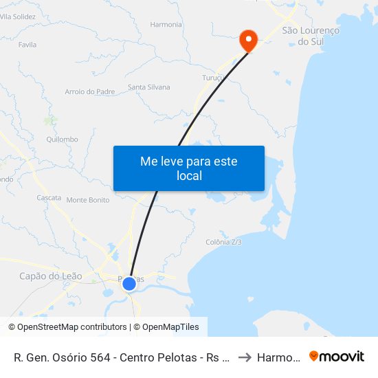 R. Gen. Osório 564 - Centro Pelotas - Rs Brasil to Harmonia map