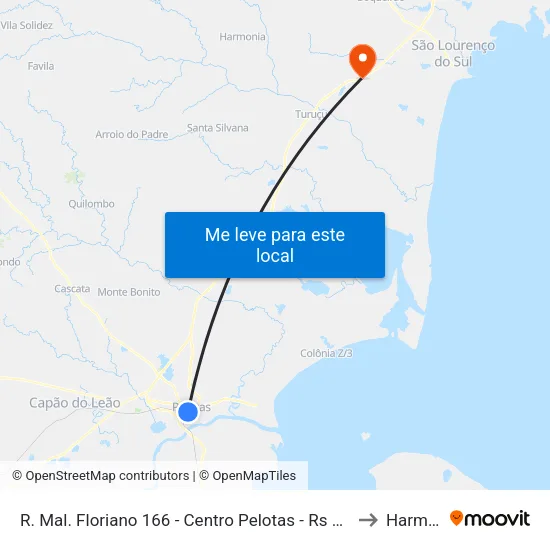 R. Mal. Floriano 166 - Centro Pelotas - Rs 96015-440 Brasil to Harmonia map