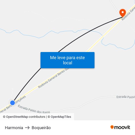 Harmonia to Boqueirão map