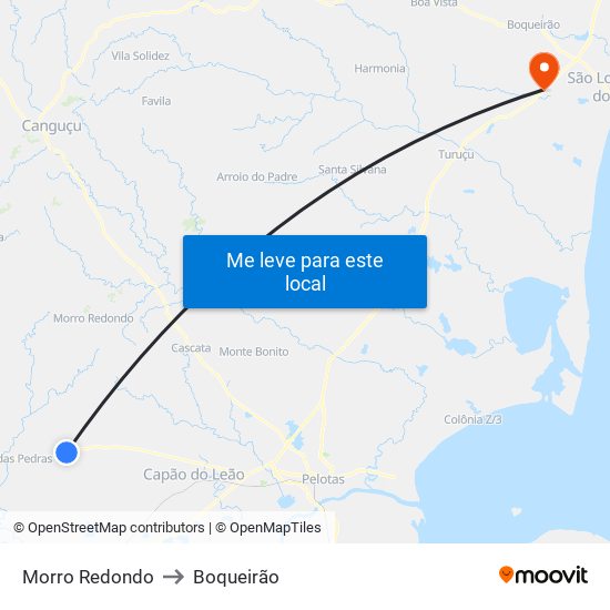 Morro Redondo to Boqueirão map