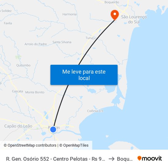 R. Gen. Osório 552 - Centro Pelotas - Rs 96020-000 Brasil to Boqueirão map