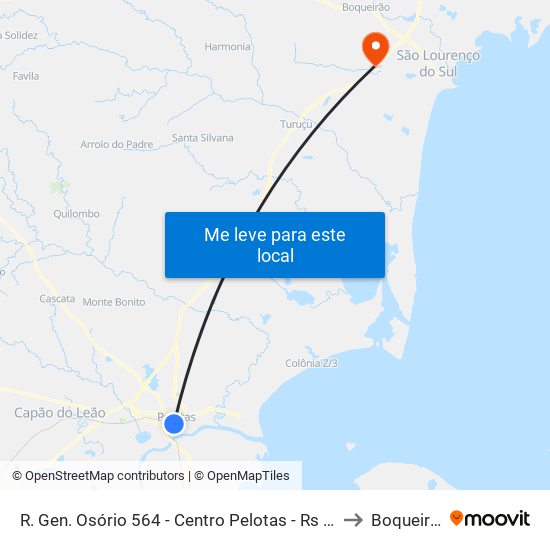 R. Gen. Osório 564 - Centro Pelotas - Rs Brasil to Boqueirão map