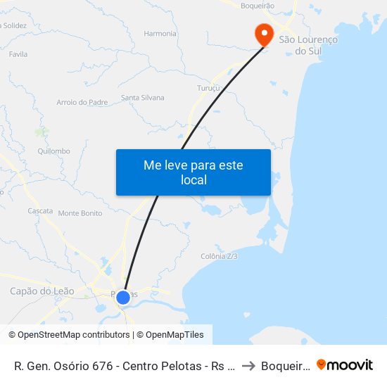 R. Gen. Osório 676 - Centro Pelotas - Rs Brasil to Boqueirão map