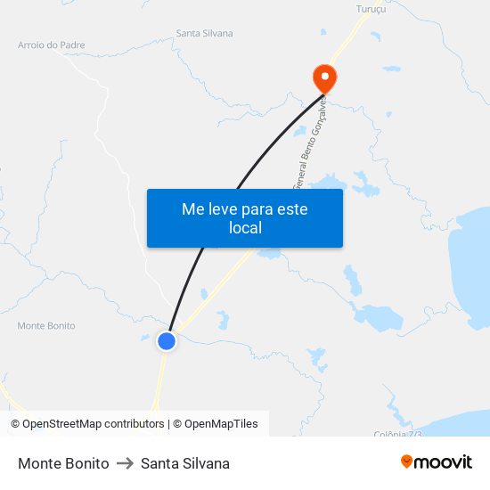 Monte Bonito to Santa Silvana map